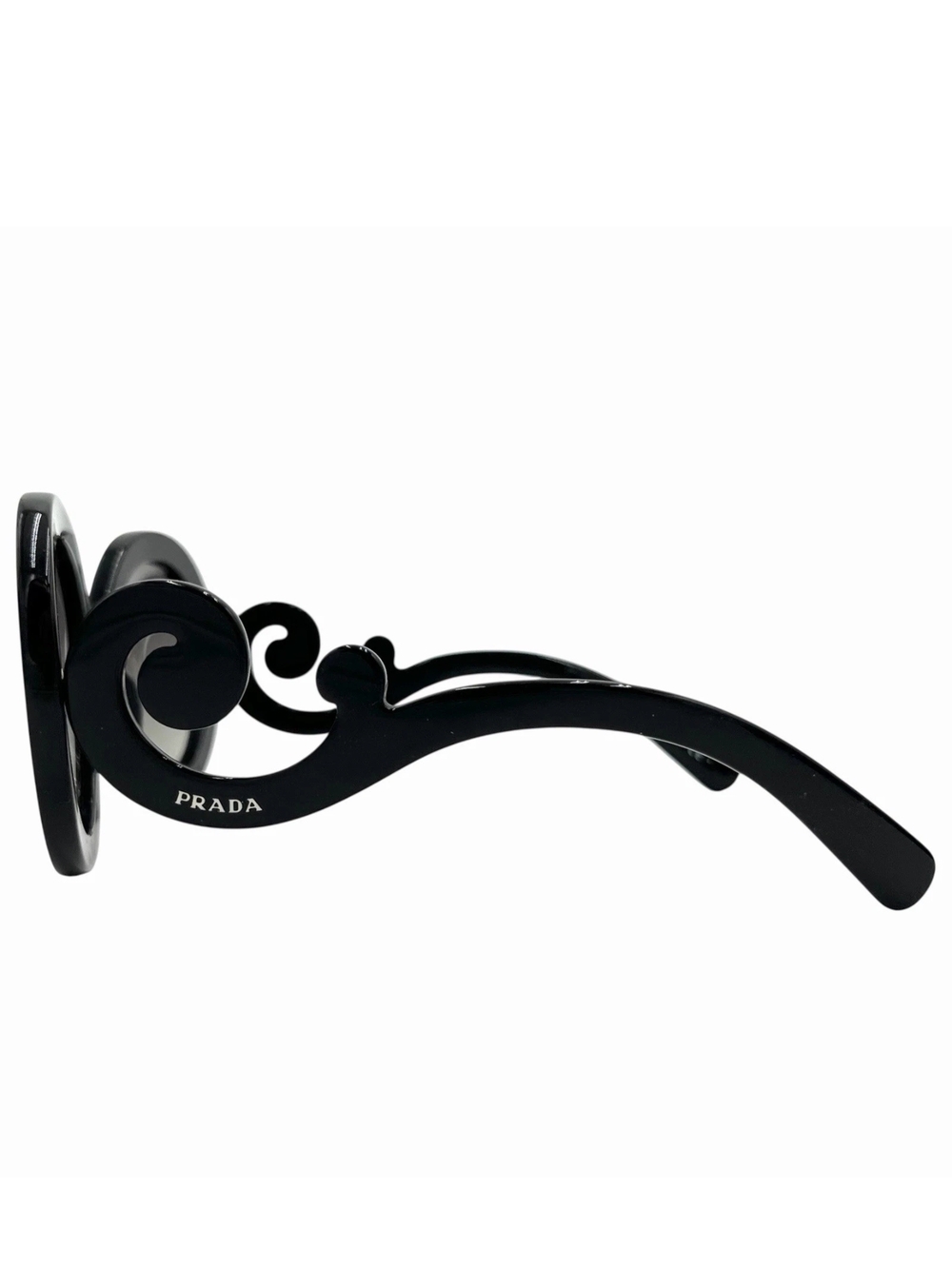 USED  GENTLY Prada Black Decorative Scroll-Arm Women's Sunglasses